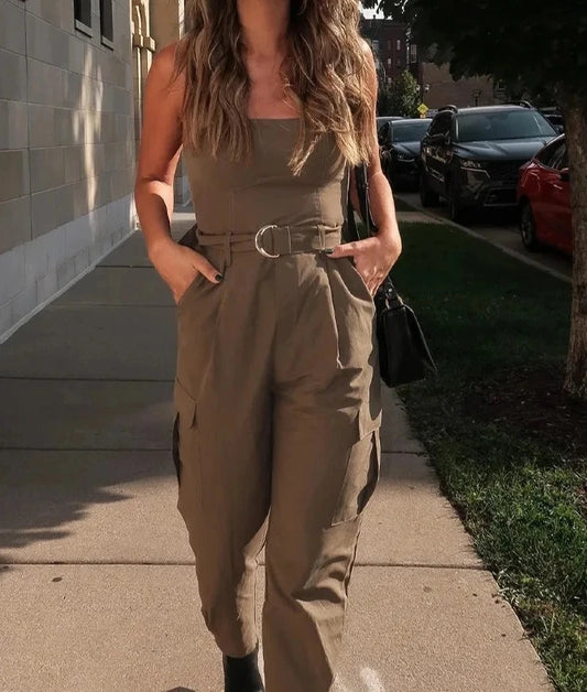 Jumpsuit With Belt Sleeveless with Cargo Pants