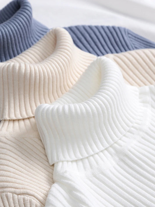 TRAF Womans Cashmere Blend Turtleneck Casual Jumper, Soft Pullover Elastic Knit Slim-fit Basic Range